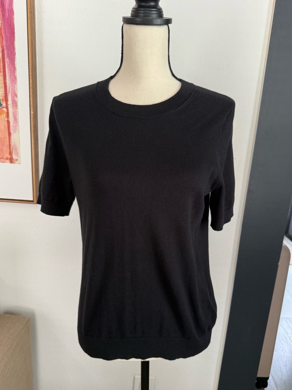 J.Crew Black Short Sleeve Knit Top Womens Small Crewneck Minimalist
